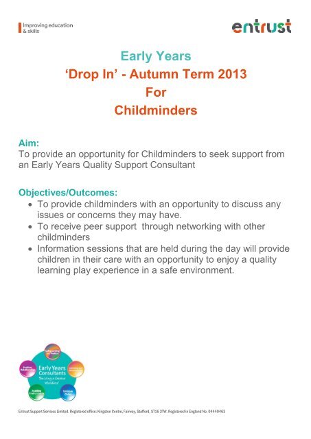Early Years 'Drop In' - Autumn Term 2013 For Childminders
