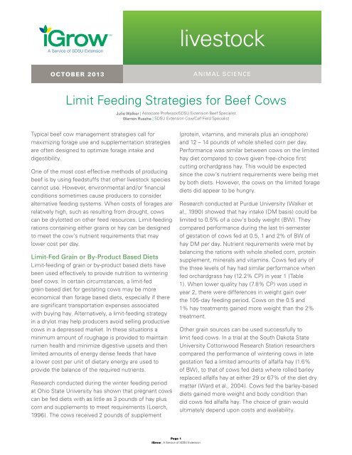 Limit Feeding Strategies for Beef Cows (940 KB) Download - iGrow