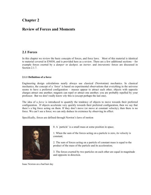 Chapter 2 Review of Forces and Moments - Brown University