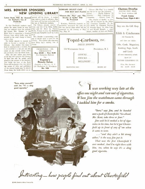 Pembroke Record, 4/26/1935 - Brown University