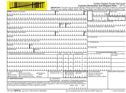 PS Form 2976-A - USPS.com