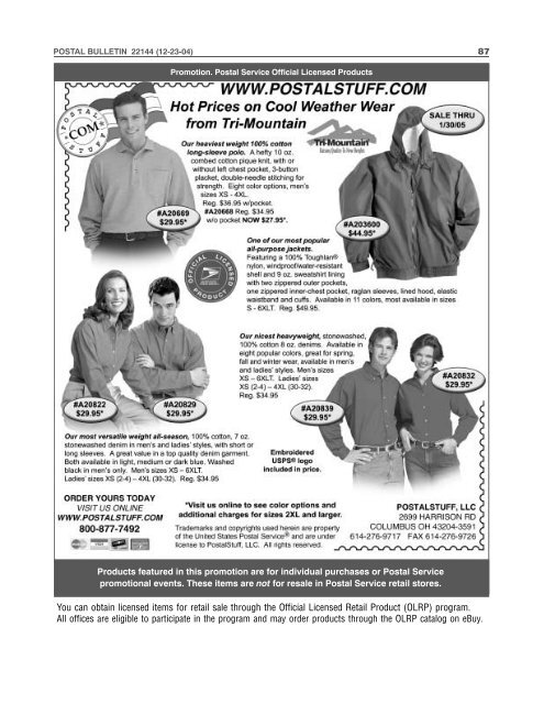 Postal Bulletin 22144 - December 23, 2004 - USPS.com