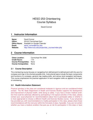 HESO 253 Orienteering Course Syllabus