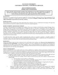 Summer Intern Housing Terms and Conditions (pdf) - North Carolina ...