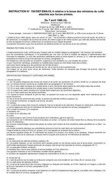 INSTRUCTION N° 700/DEF/EMA/OL/4 relative à la tenue des ...