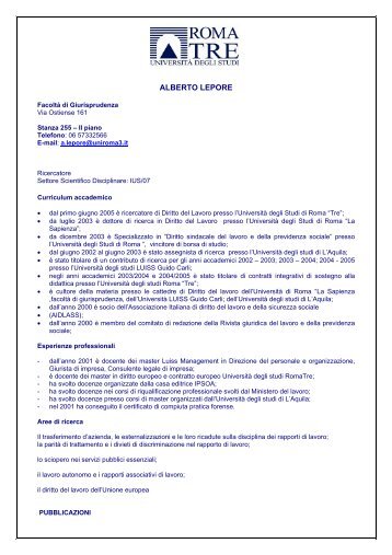 Lepore Alberto - Servizio di hosting - Università degli Studi Roma Tre