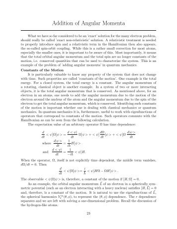 Addition of Angular Momenta