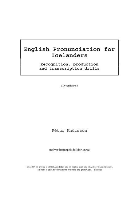 English Pronunciation for Icelanders