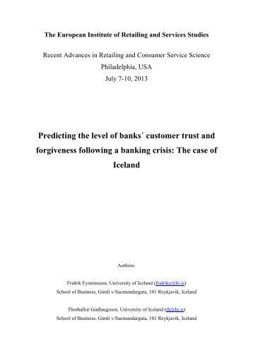Predicting the level of banks´ customer trust and forgiveness ...