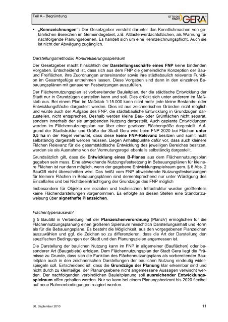 FNP 2020 Gera - Teil A - Begründung - Otto-Dix-Stadt Gera - Jena