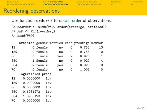 R basics: Working with data