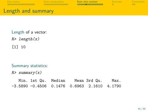 R basics: Working with data