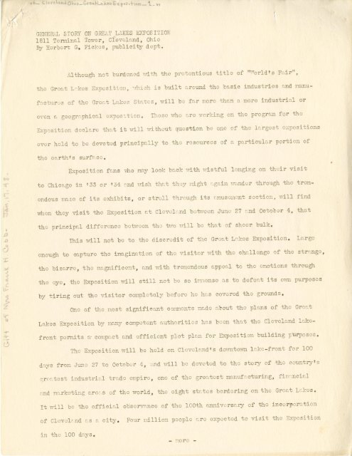 1811 Terminal T01rer, C1Gv~ol[~nd, Ohio By Harbert G. Fickos ...