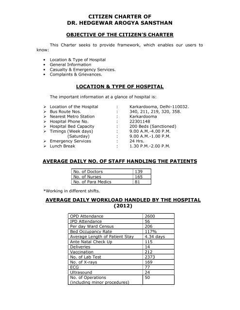 citizen charter of dhas - Delhi