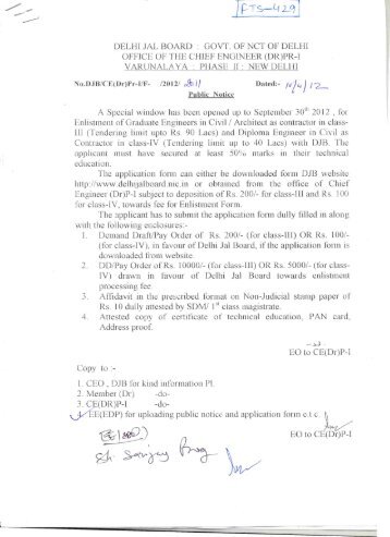 Application Form for Enlistment as Civil Contractor With DJB ... - Delhi