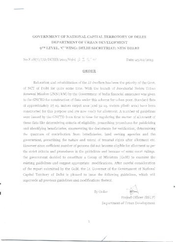 Modified guidelines for Relocation and Rehabilitation of the ... - Delhi