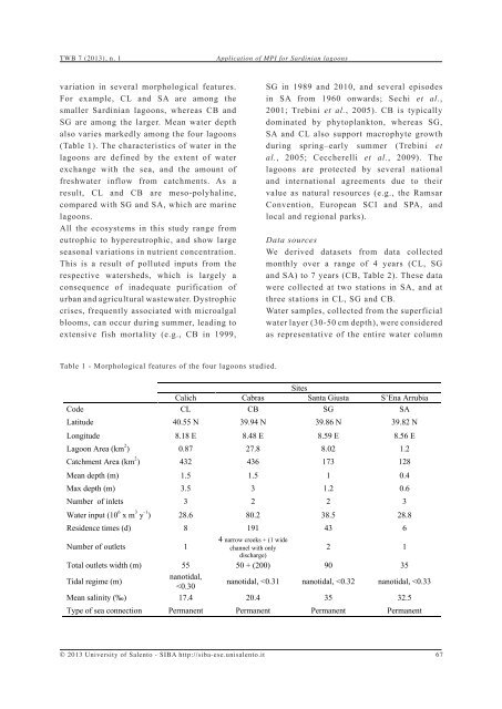 Water quality evaluation in Mediterranean lagoons using the ...