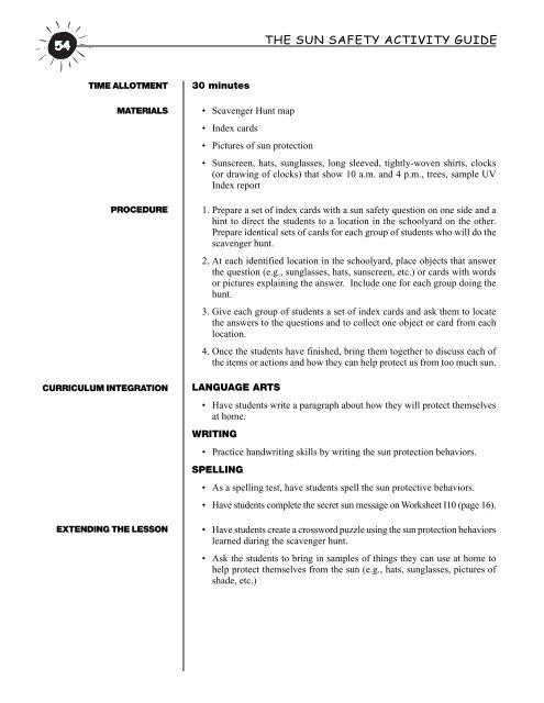 THE SUN SAFETY ACTIVITY GUIDE - Utah Department of Health