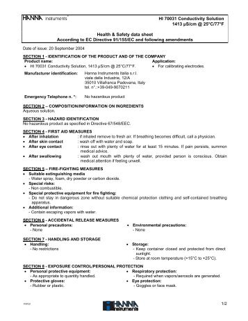 MSDS pH 14 - General Tools And Instruments