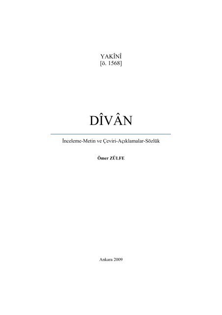 DÎVÂN - e-Kitap - Kültür ve Turizm Bakanlığı