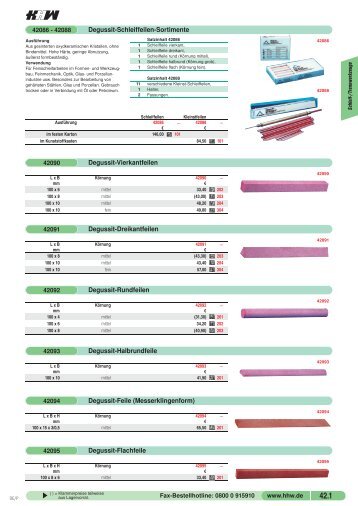 Degussit-Schleiffeilen-Sortimente Degussit-Vierkantfeilen Degussit ...