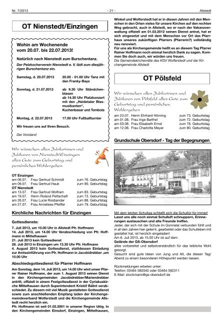 Amtsblatt der Stadt Allstedt