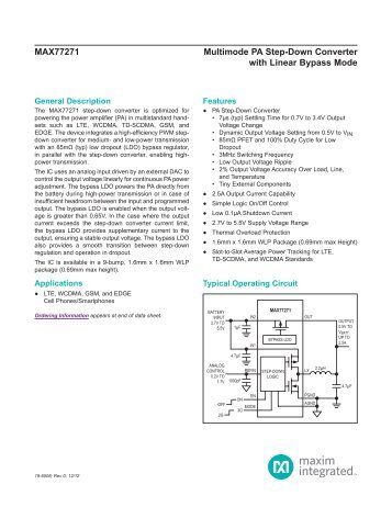 MAX77271 Multimode PA Step-Down Converter with Linear ... - Maxim