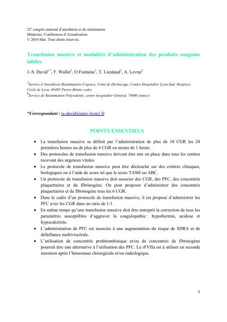 STRATEGIE TRANSFUSIONNELLE