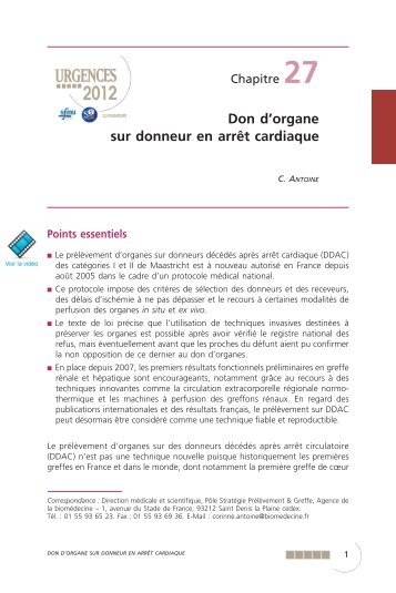 Don d'organe sur donneur en arrêt cardiaque - Société Française ...