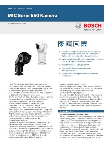 MIC Serie 550 Kamera - Bosch Security Systems