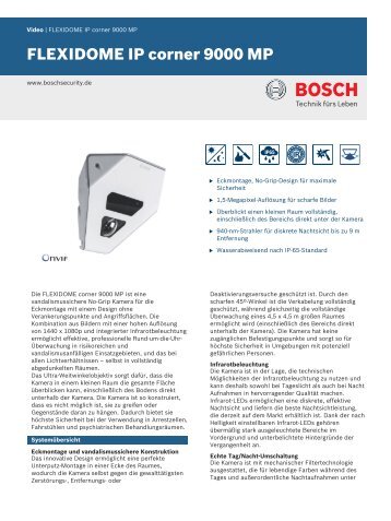 FLEXIDOME corner 9000 MP - Bosch Security Systems