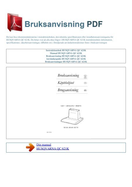 Instruktionsbok HUSQVARNA QC 621K - BRUKSANVISNING PDF