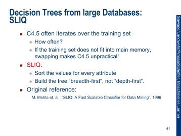 Decision Trees from large Databases: SLIQ