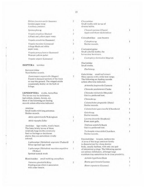 Annotated checklist of insects associated with Garry oak in British ...