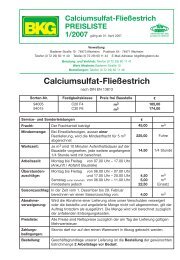 BKG Calciumsulfat-Fließestrich PREISLISTE 1/2007 - bkgbeton.de