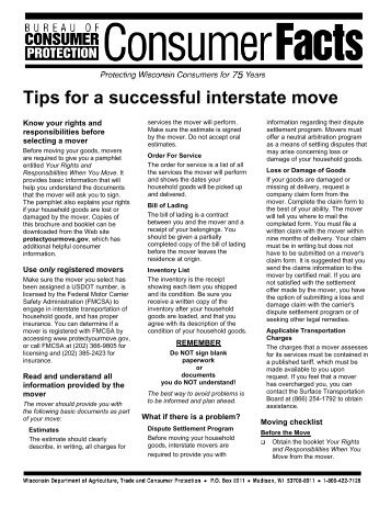 Tips for a Successful Interstate Move (WI) - Wisconsin Department of ...