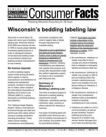 Wisconsin's bedding labeling law - Wisconsin Department of ...