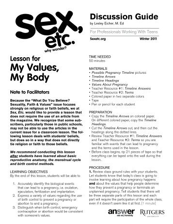 My Values, My Body - Answer