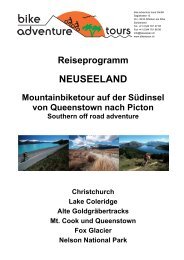 Reiseprogramm - Bike Adventure Tours