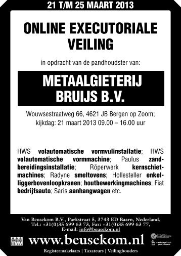 METAALGIETERIJ BRUIJS B.V. - Veiling - Van Beusekom