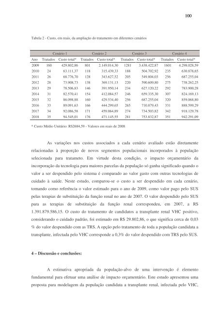 Custo-efetividade do tratamento da infecção pelo vírus da hepatite ...