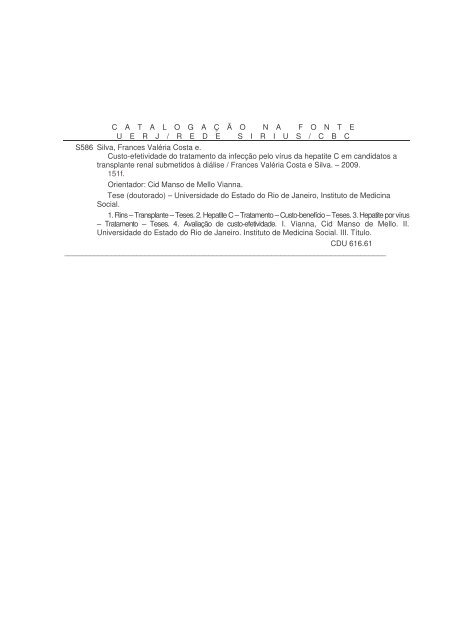 Custo-efetividade do tratamento da infecção pelo vírus da hepatite ...