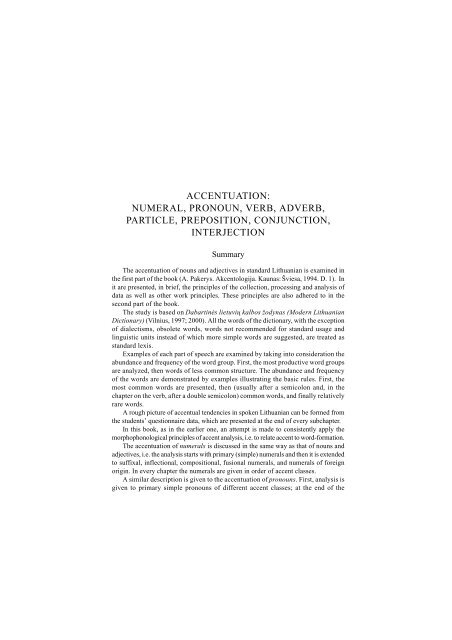 accentuation: numeral, pronoun, verb, adverb, particle ... - Biblioteka