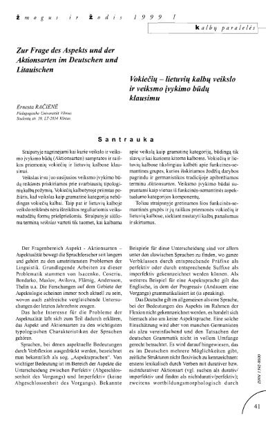 Zur Frage des Aspekts und der Aktionsarten im ... - Biblioteka
