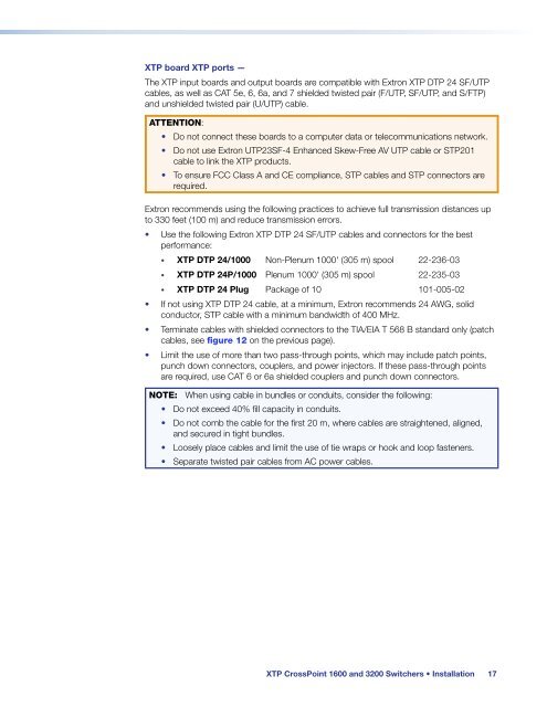 Extron XTP CrossPoint 1600 and 3200 ... - Extron Electronics