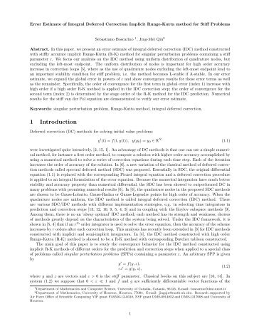 Error Estimate of Integral Deferred Correction Implicit Runge-Kutta ...