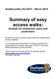 Summary of easy access walks: - Durham County Council