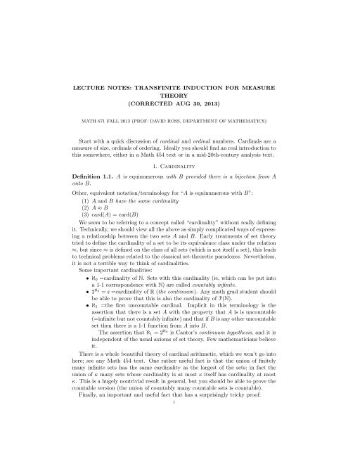 TRANSFINITE INDUCTION FOR MEASURE THEORY