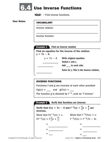 6.4 Use Inverse Functions - MathnMind