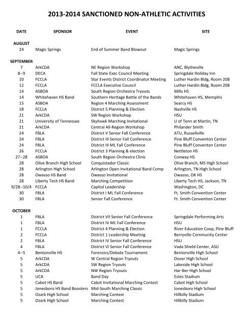 2013-2014 SANCTIONED NON-ATHLETIC ACTIVITIES - Arkansas ...